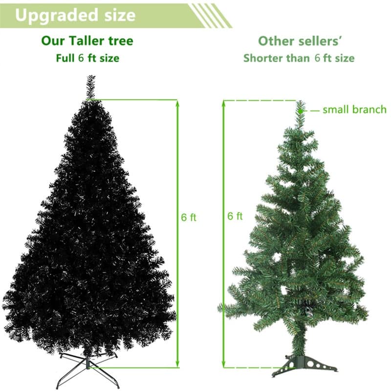 6ft 1600 Branches PVC Christmas Tree Black - N/A