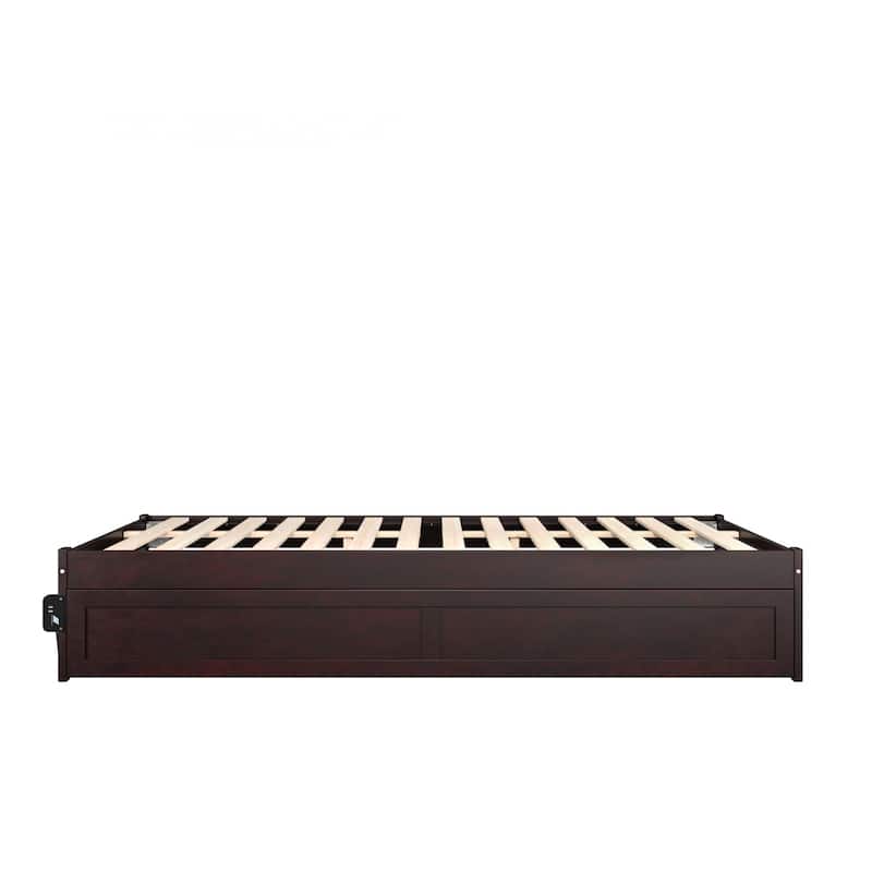 Queen Bed Frame with Trundle & USB Charger - Modern Platform Bed, Easy Assembly