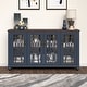 preview thumbnail 26 of 34, 63" Vintage Style Wood Kitchen Accent Buffet Sideboard Cabinet - 63" in Width Navy