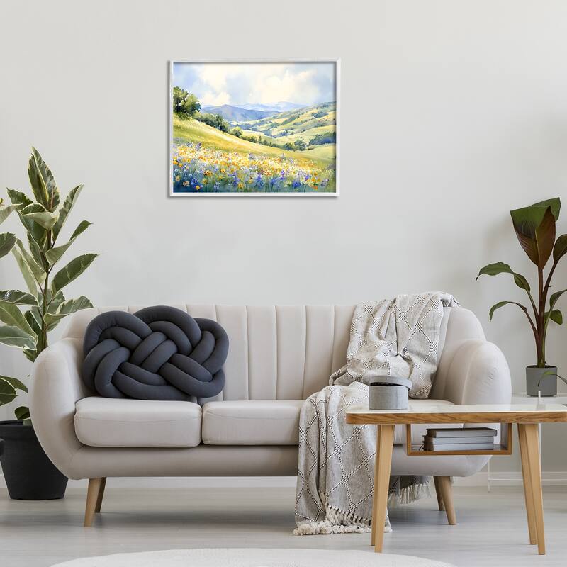Stupell Spring Meadow with Distant Mountain Framed Giclee Art Design By Franklyn Gregory