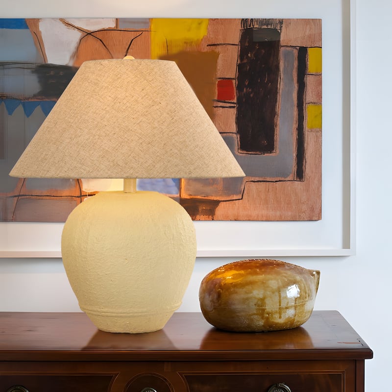 21.6" Modern Ceramic Table Lamp With Linen Shade for Living Room Bedroom