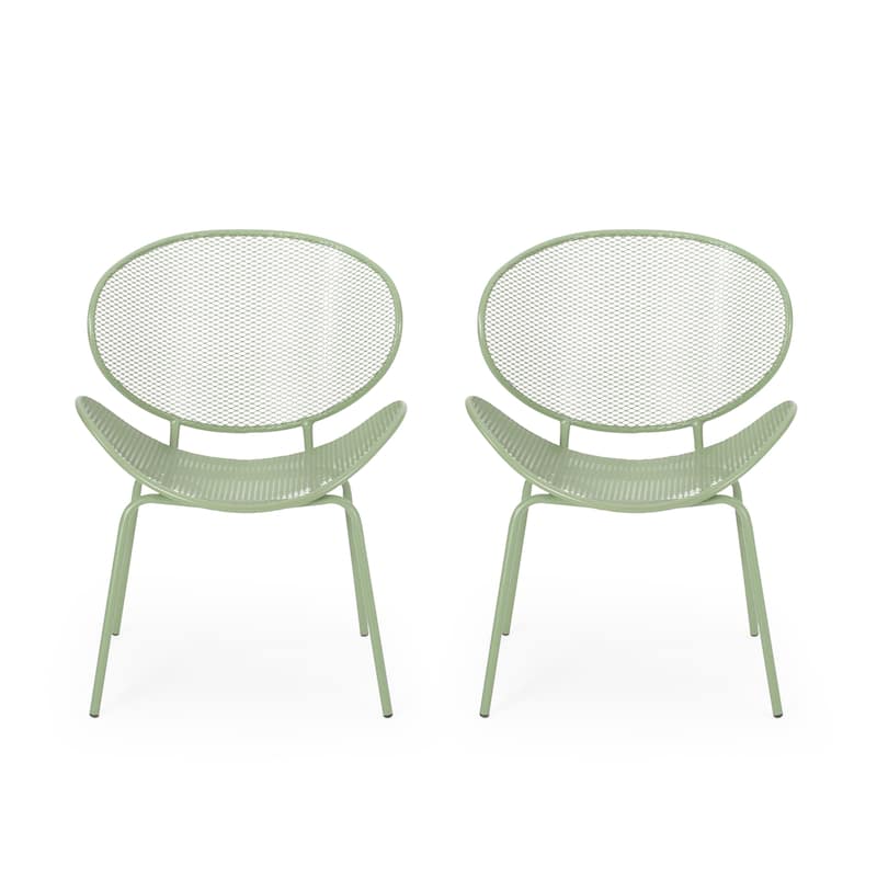 Elloree Outdoor Dining Chairs (Set of 2) by Christopher Knight Home - Matte Green