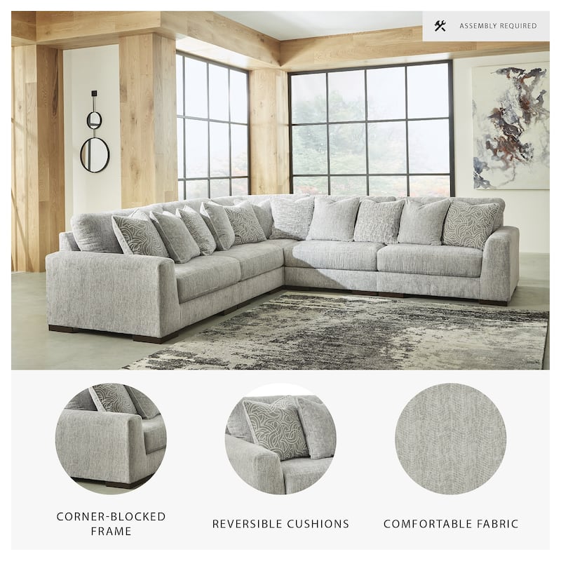 Signature Design by Ashley Regent Park Pewter 5-Piece Sectional - 132"W x 132"D x 39"H