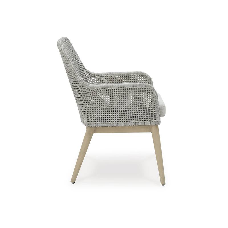 Signature Design by Ashley Seton Creek Gray Outdoor Dining Arm Chair (Set of 2) - 25.25" W x 24.5" D x 36" H