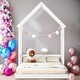 preview thumbnail 1 of 7, Full House-shaped Roof Headboard Floor Bed Kidsbed, White White