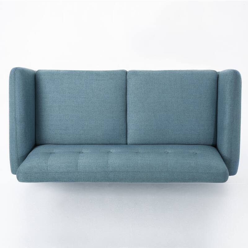 67.25" Button Tufted Loveseat with Wood Legs, Blue Sofa Couch Upholstered Settee Sofa Couch for Living Room