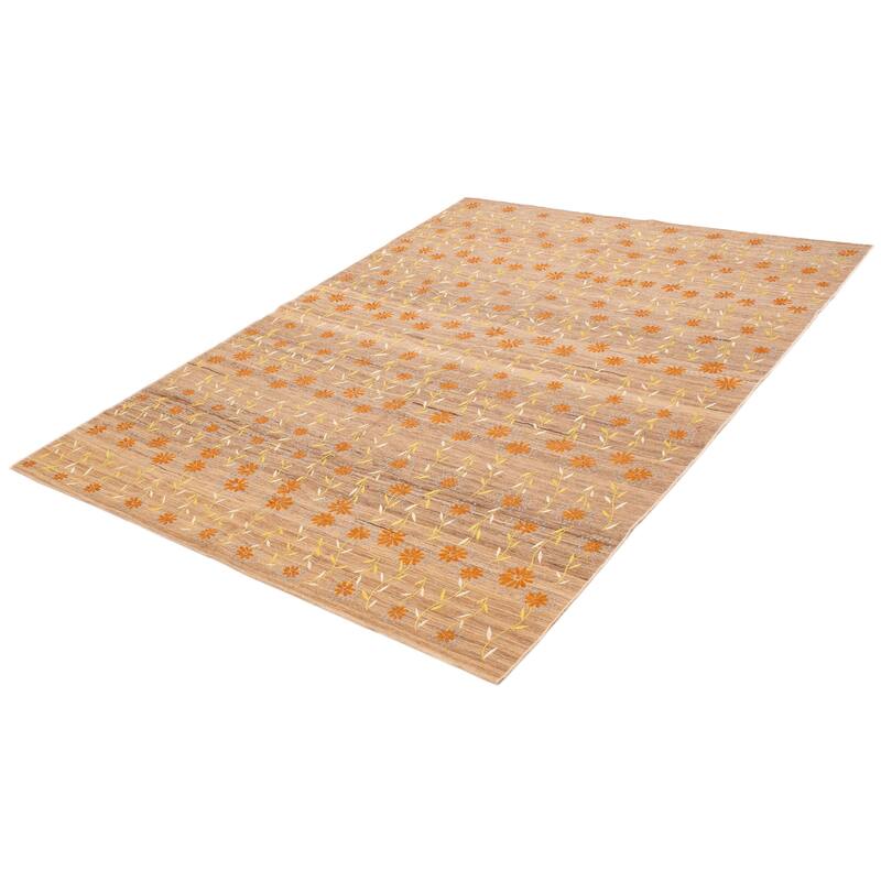 ECARPETGALLERY Flat-Weave Ankara FW Tan Viscose, Wool Kilim - 8'0 x 11'6