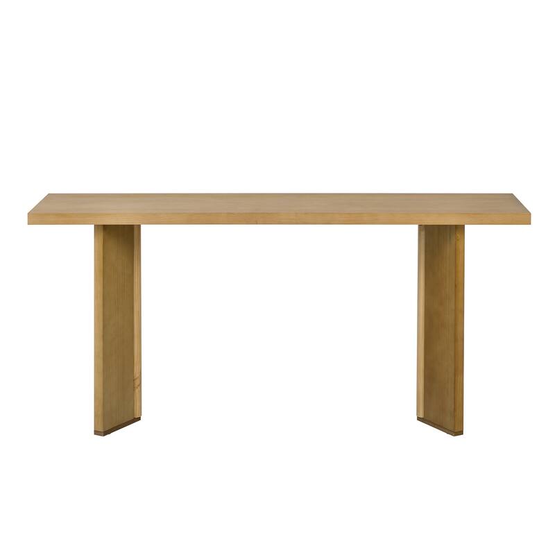Stylish Console Table with Pine Veneer and Geometric Legs - Natural