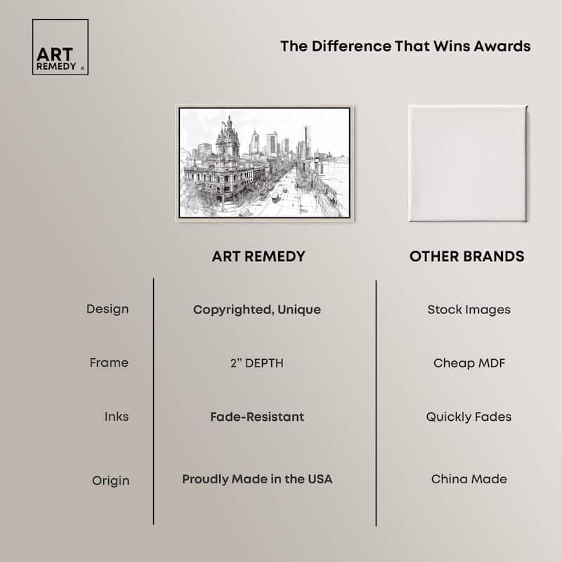 Collins Street Sketch Canvas by Art Remedy