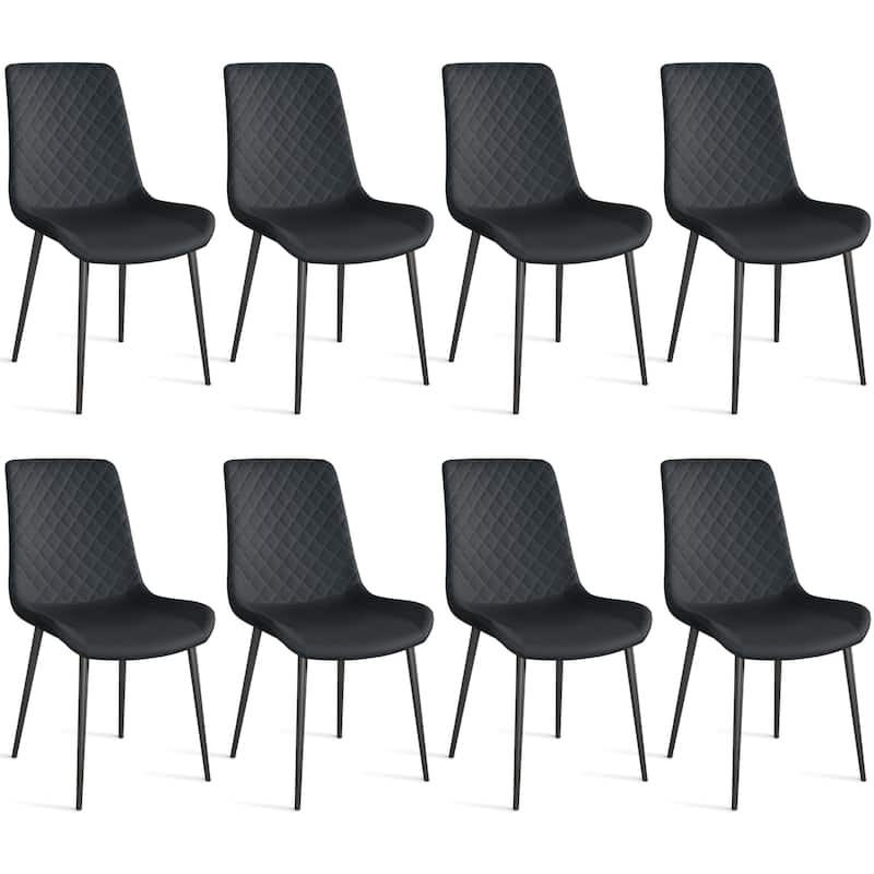 Black PU Leather Dining Chair Set of 4 with Metal Legs