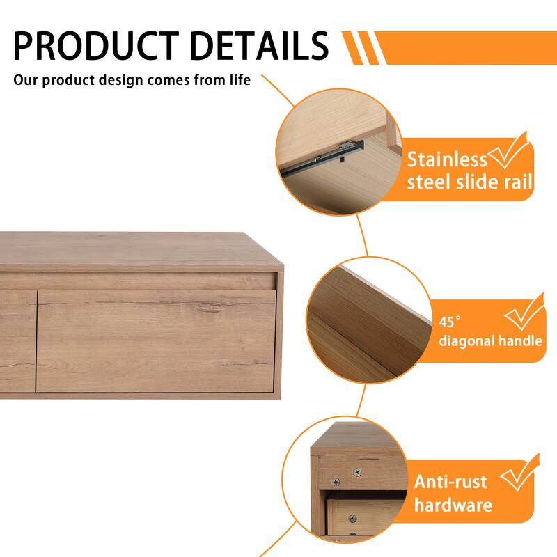 Bathroom Vanity With Sink In 30/60 Inch, Floating Bathroom Vanity With Soft Close Drawer