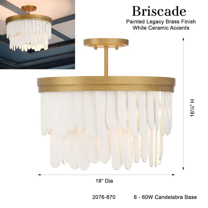 Minka Lavery 2076 Briscade 6 Light 18" Wide Semi-Flush Waterfall