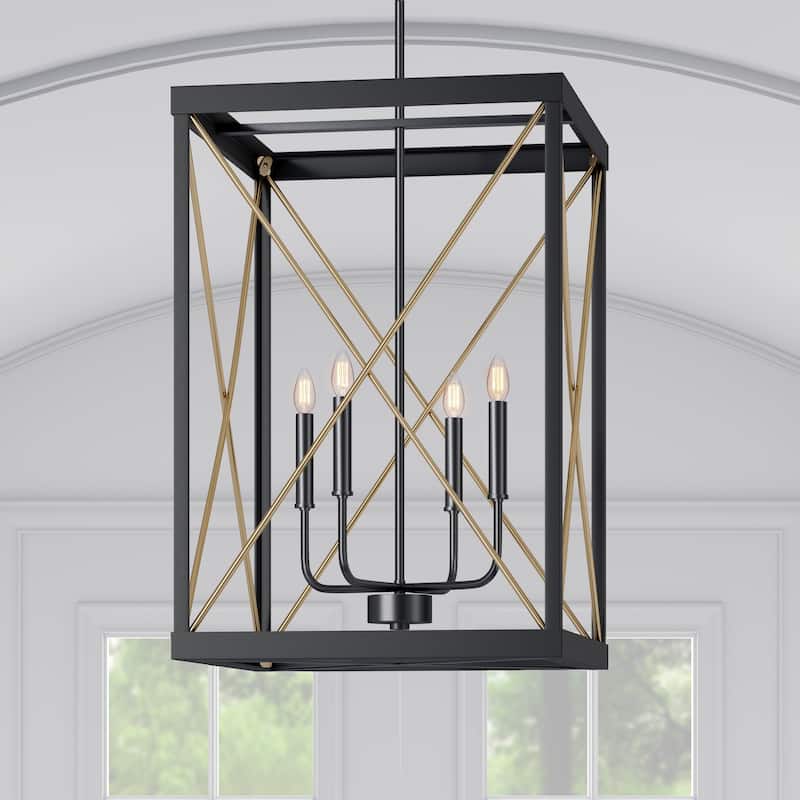 Millennium Lighting Terni 4 Light Pendant Fixture - 26.12 Inch - 26.12 Inch - Matte Black / Painted Modern Gold