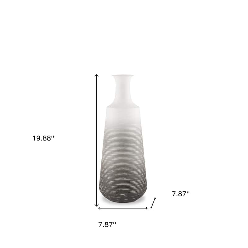 20" Gray And White Ombre Metal Table Vase - 7.87