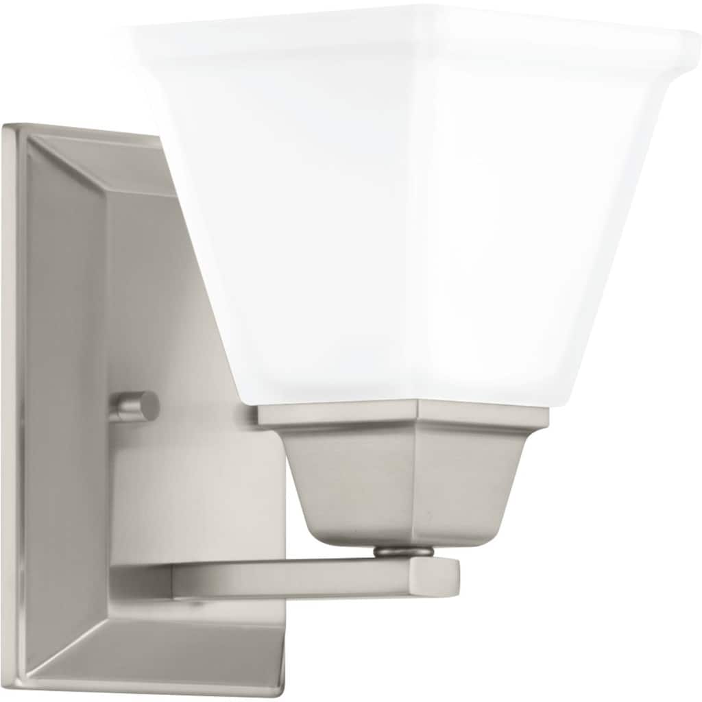 Clifton Heights Collection 1-Light Brushed Nickel Etched Glass Craftsman Bath Vanity Light