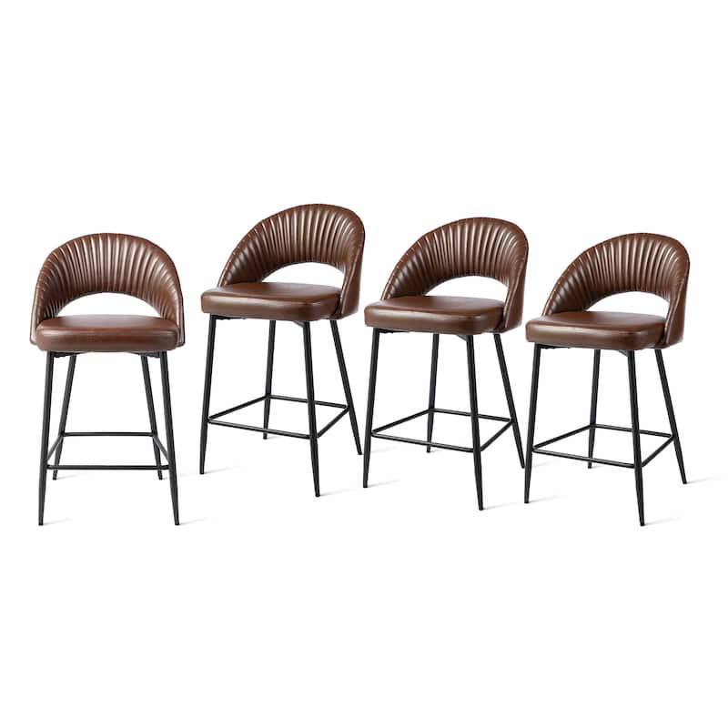 Glitzhome 26"H Faux Leather Upholstered Counter Stools with Metal Legs Set of 2/4 - N/A