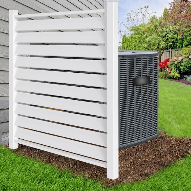 DoCred PVC Air Conditioner Fence, Enclosure w/Metal Ground Stakes - 38in-60in