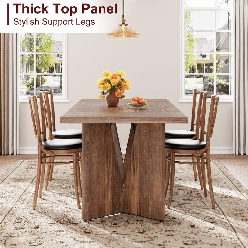 70.9'' Dining Table for 6, Wooden Thickened Long Desk