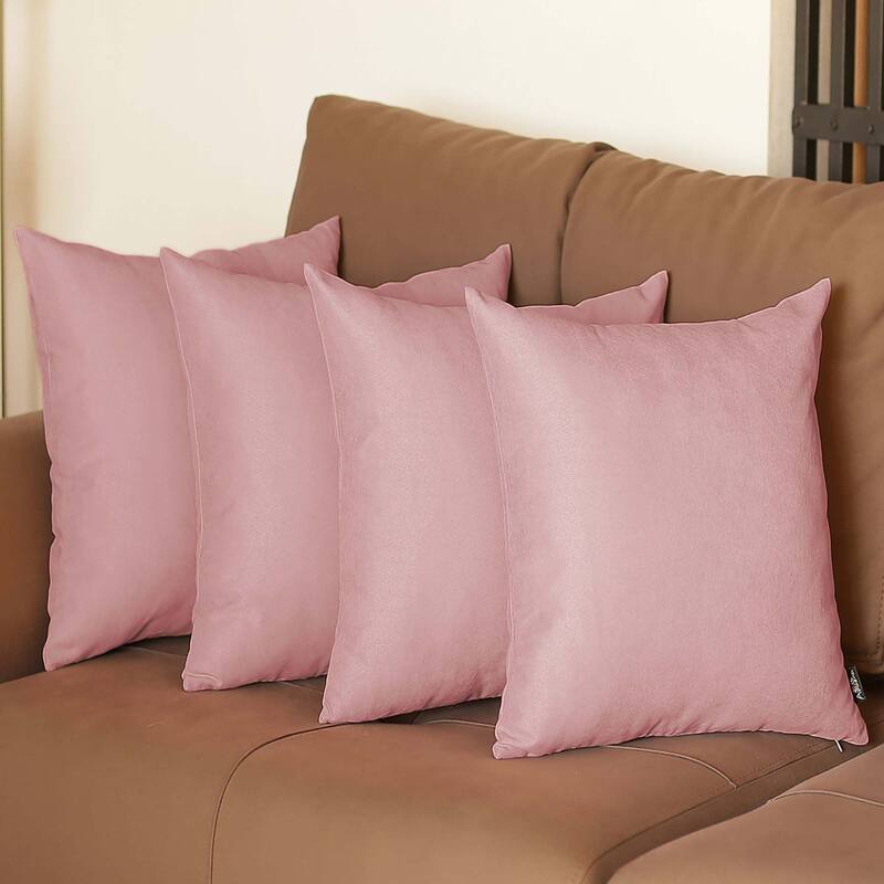Farmhouse Set of 4 Decorative Throw Pillow Square and Lumbar - 18" x 18" - Light Pink