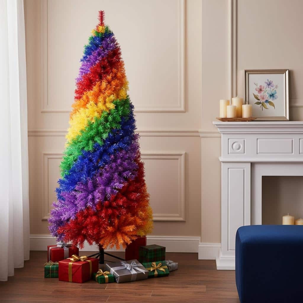 HomeRoots 6' Rainbow Spiral Fir Christmas Tree - 32.00 in. x 72.00 in. x 32.00 in.