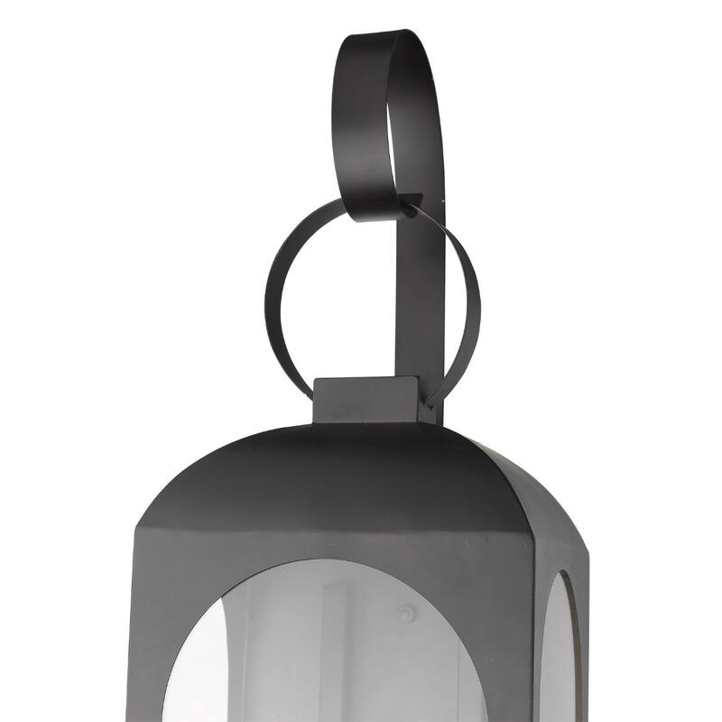 2-Light Oil-Rubbed Bronze Lantern Outdoor Flush Mount Wall Light with Clear Glass Shade and A19 Bulb Sockets