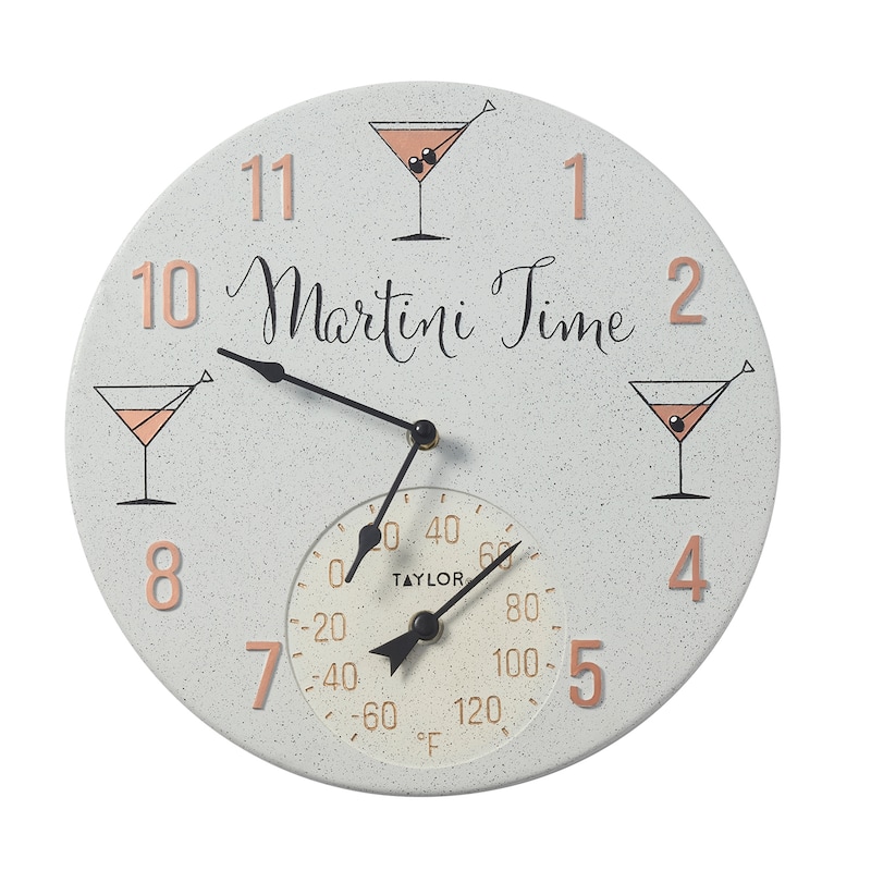 Taylor Precision Products Martini Time Outdoor Clock Thermometer - 14 in - 14 in