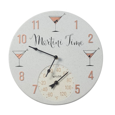 Taylor Precision Products Martini Time Outdoor Clock Thermometer - 14 in
