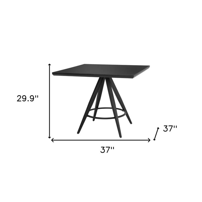 HomeRoots 37" Black Wood and Steel Square Dining Table - 37.00 in. x 29.90 in. x 37.00 in.