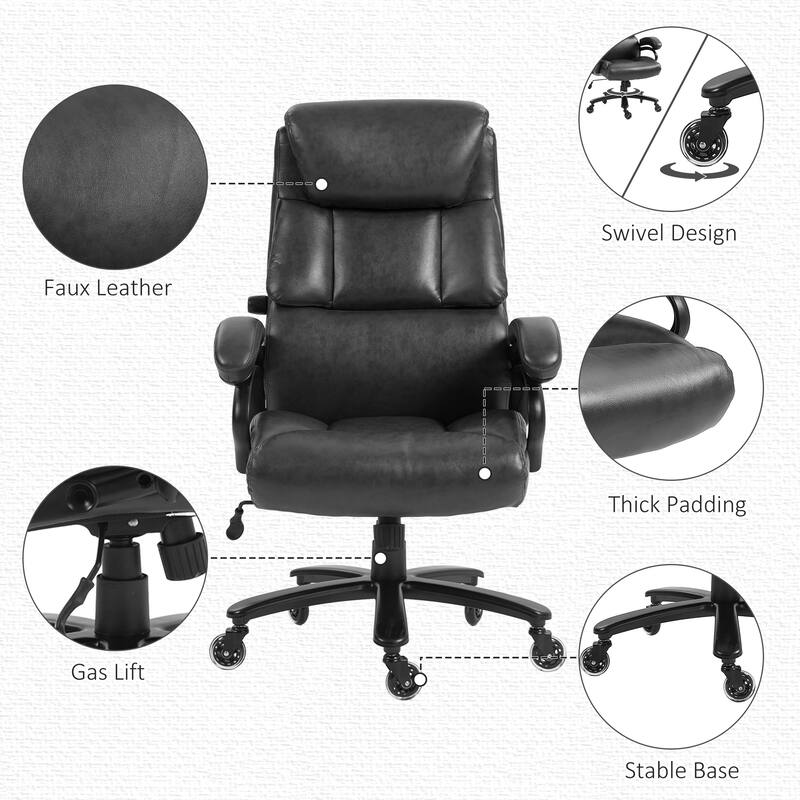 Vinsetto 400lbs Big and Tall Executive Office Chair, PU Leather Computer Desk Chair with Adjustable Height