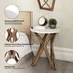 preview thumbnail 6 of 21, COZAYH Pedestal Farmhouse End Table, Distressed Top with Base for Modern Farmhouse, Boho Decor, Round