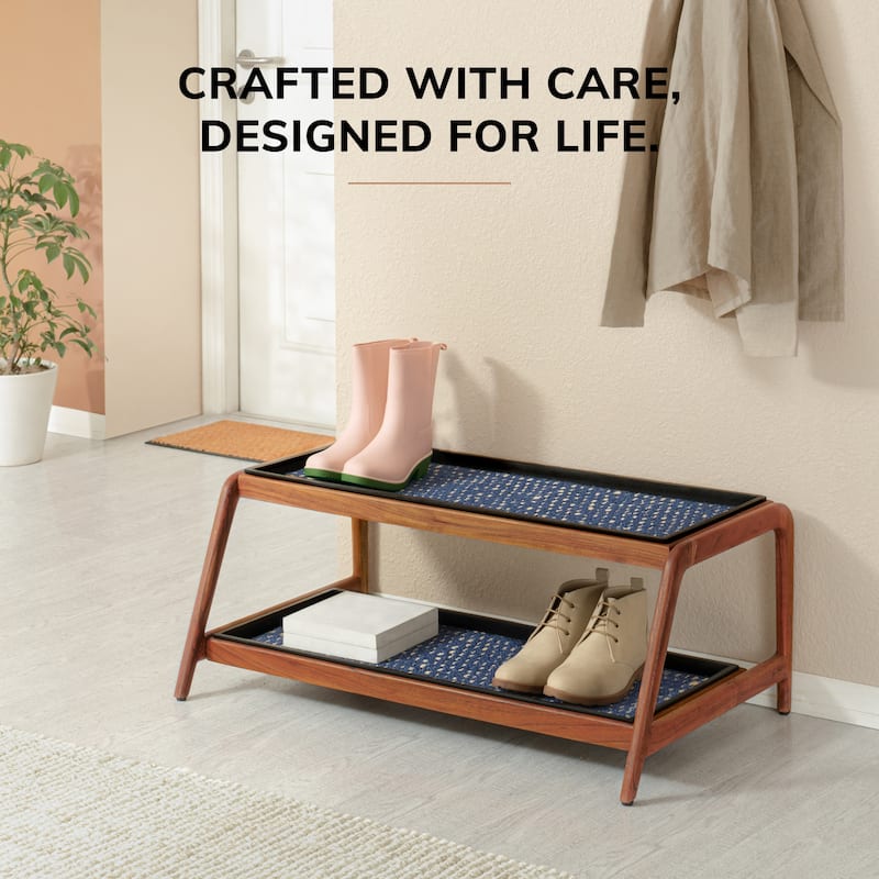 Jani Double-Tier Natural Stand 3-Pair Rubber Boot Trays
