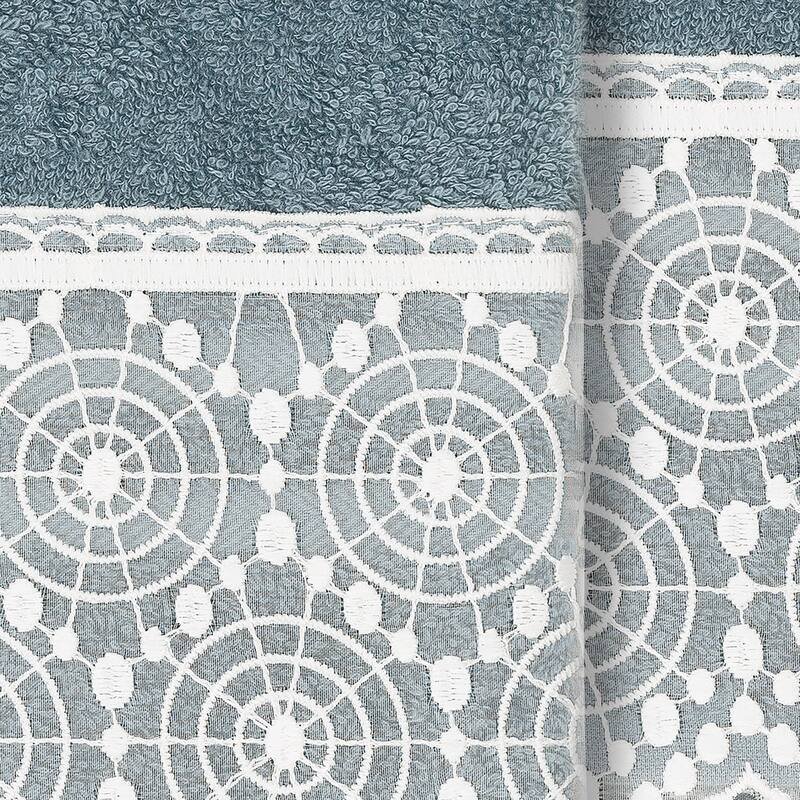 Authentic Hotel and Spa 100% Turkish Cotton Arian 2PC Cream Lace Embellished Hand Towel Set
