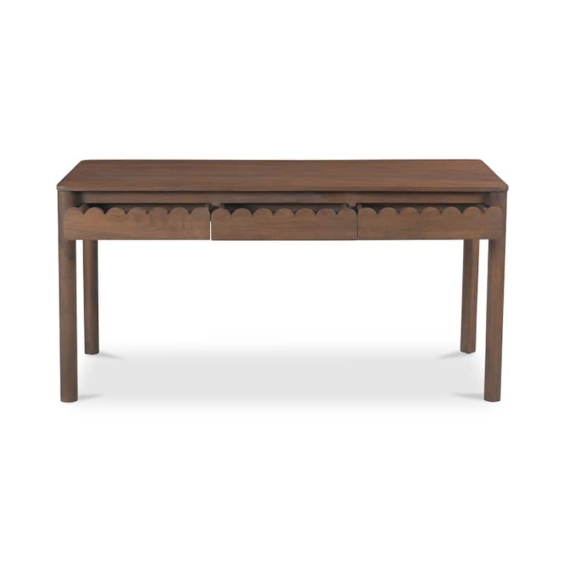 NADAAL STUDIOS Thalen Desk, Mango Wood with Sculptural Round Legs, Vintage Brown