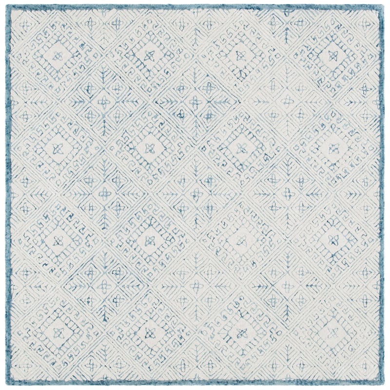 SAFAVIEH Handmade Glamour Klarita Wool Rug - 6' Square - Blue/Ivory