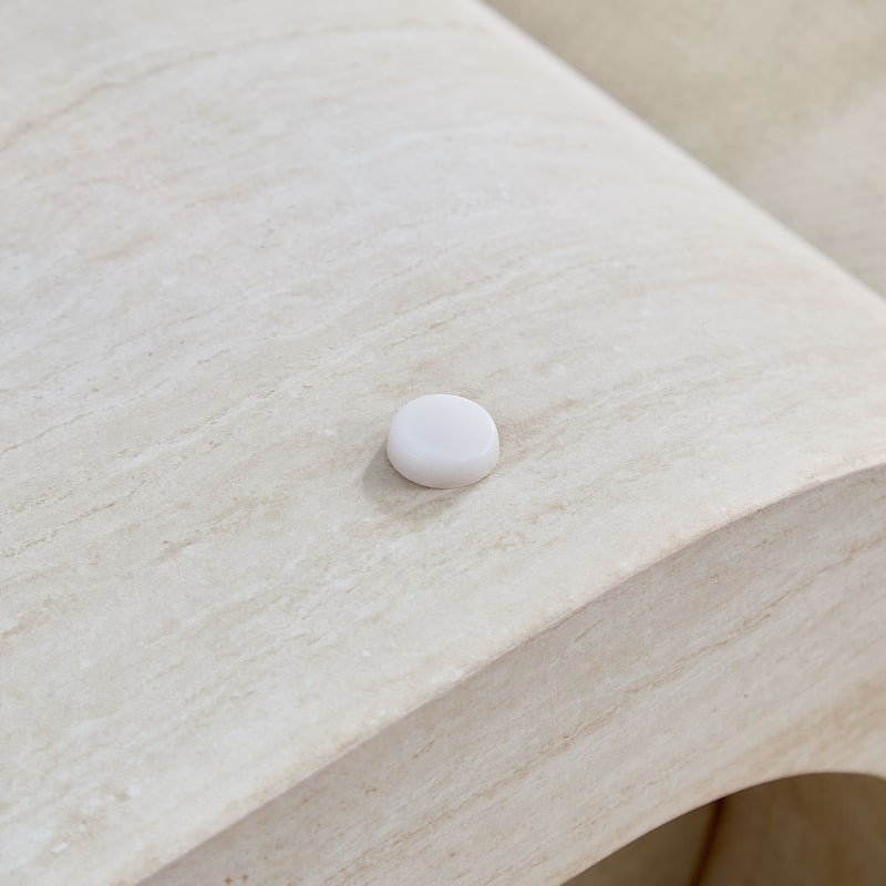 33.86"Square Faux Travertine Pattern Coffee Table for Living Room,MDF Table,Modern Irregular Coffee Table with Layered Base