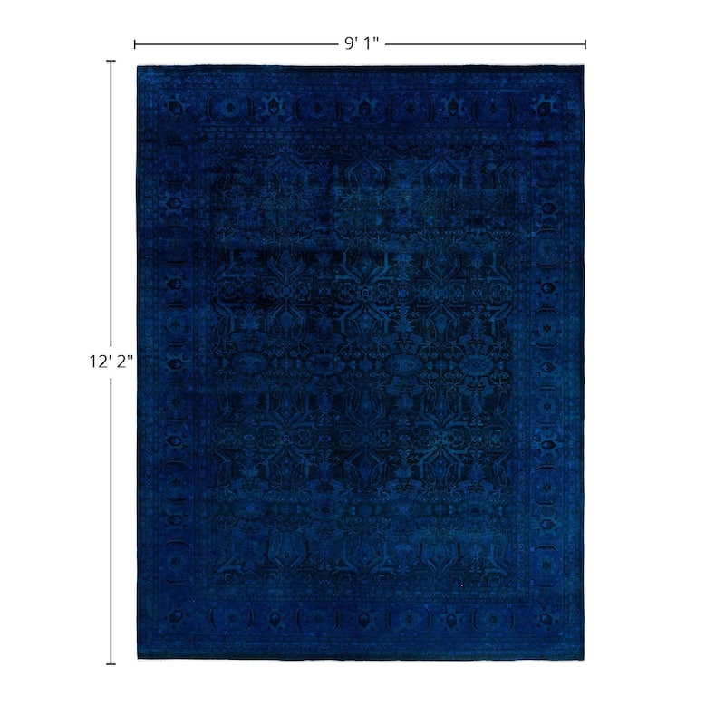 Fine Vibrance One-of-a-Kind Hand-Knotted Area Rug - Blue, 9' 1" x 12' 2" - 9' 1" x 12' 2"