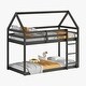 preview thumbnail 46 of 48, Low Height Design Wood House Roof Bunk Bed,Twin over Twin House-Shaped-Bunk Bed