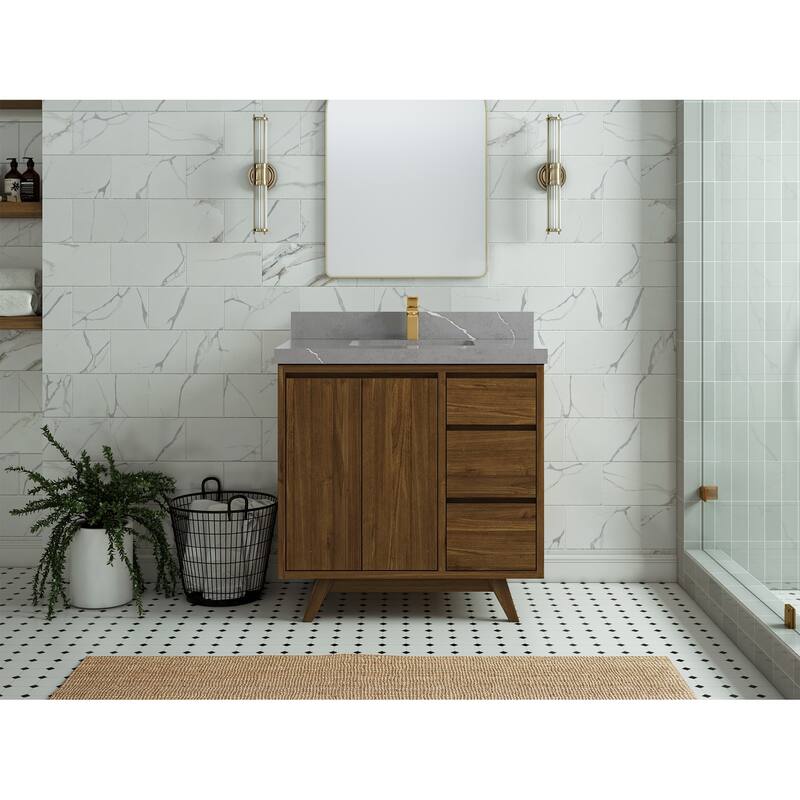 Willow Collections 36 in. W x 22 in. D Madison Teak Center Sink Bathroom Vanity with Countertop