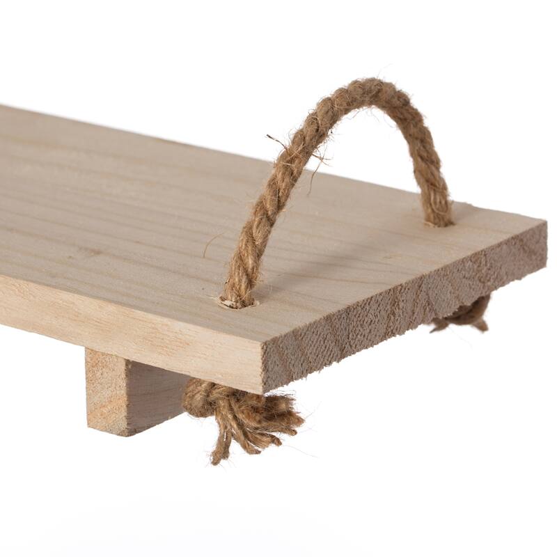 Decorative Natural Wood Rectangular Tray Serving Board with Rope