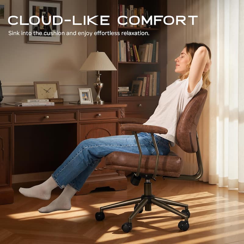 OVIOS Ergonomic Suede Fabric Office Swivel Chair