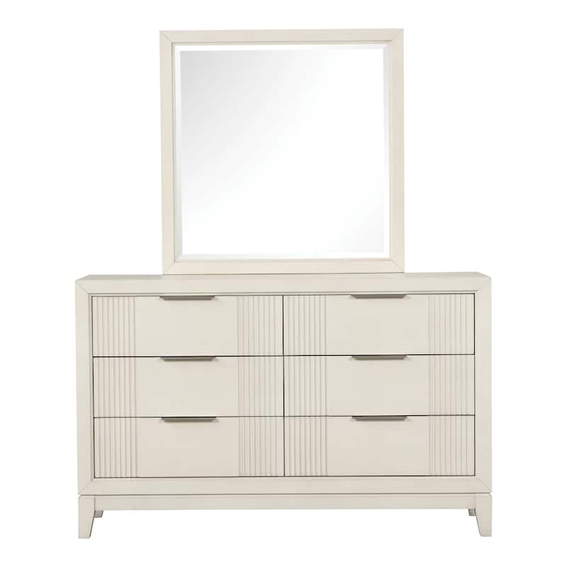 Furniture of America Irwin 5-Piece Antique White Wood Panel Bedroom Set with LED Headboard