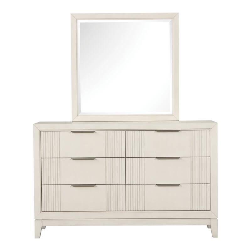 Furniture of America Irwin 6-Piece Antique White Wood Panel Bedroom Set with LED Headboard