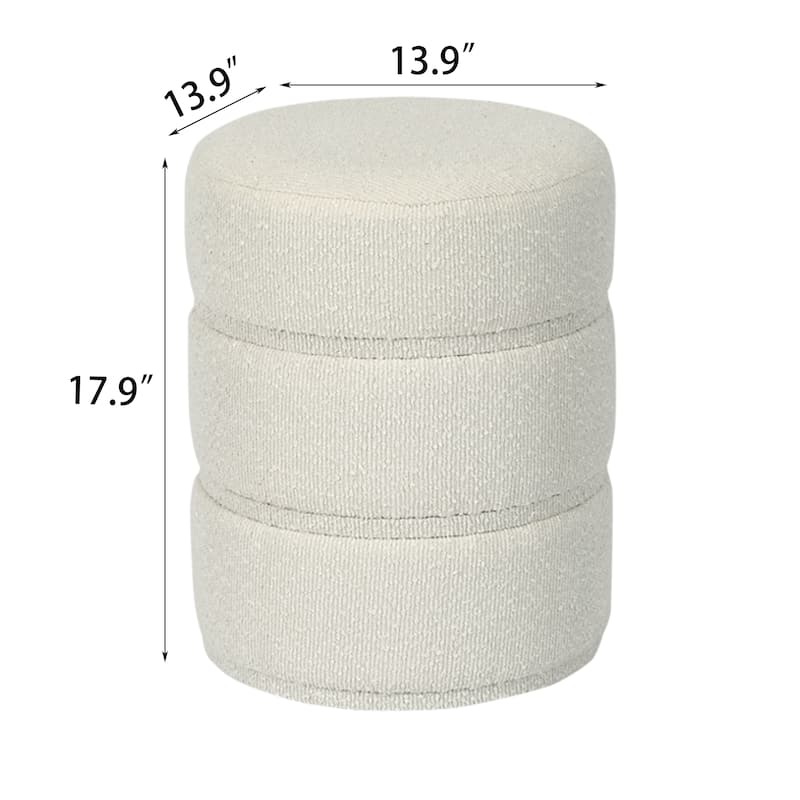 Adeco Round Ottoman 17.9" Height Footrest Vanity Stool
