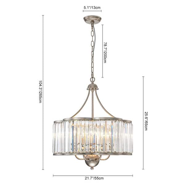 6-Light Glam Distressed Silver Crystal Accented Round Lantern Pendant - 21.7 Inches