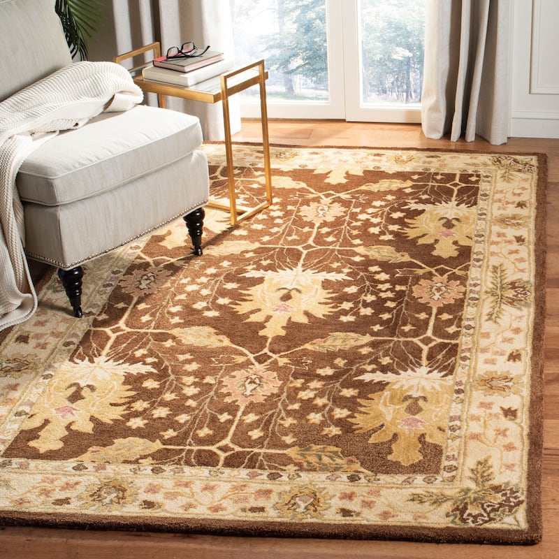SAFAVIEH Handmade Anatolia Masami Traditional Oriental Hand-spun Wool Rug - 4' x 6' - Brown/Beige