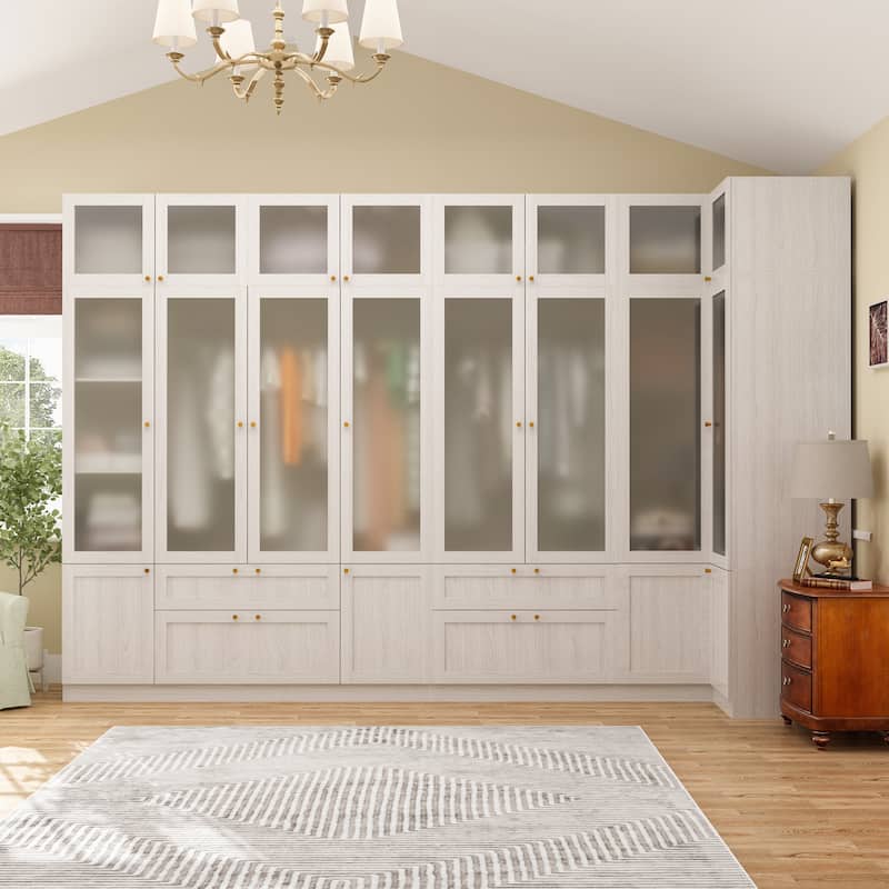 Modular Modern Glass Door Wardrobe:Storage Closet Solution Armoire