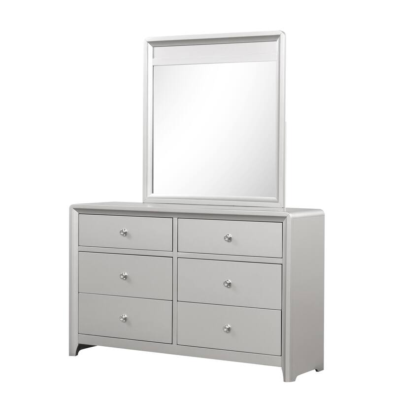 Furniture of America Milandra Modern Champagne Solid Wood 2-piece Dresser and Mirror Set
