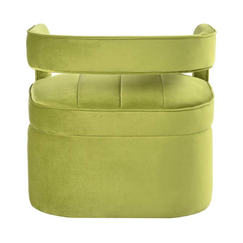 Green Modern 24.25" Upholstered Velvet Accent Chair with Ribbed Detail and Luxury Curved Fully