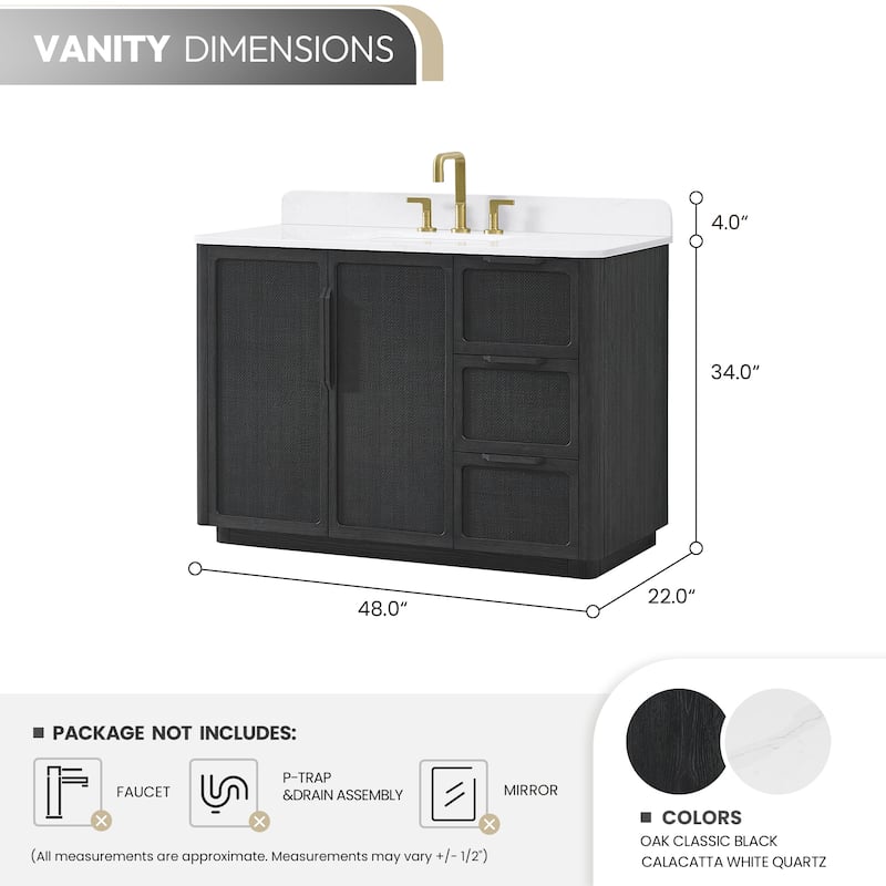 Busan Bath Vanity with White Quartz Stone Top without Mirror