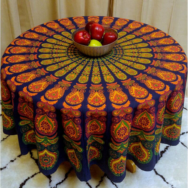 Cheery Peacock Floral Print Cotton Tablecloth Collection